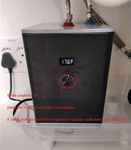 Bagaimana untuk menukar pemanas air dari C ke F?
